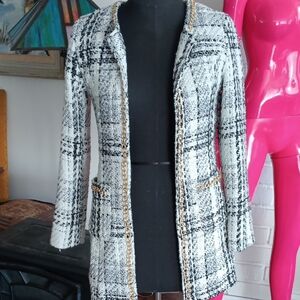 Women's Black and White Tweed Jacket